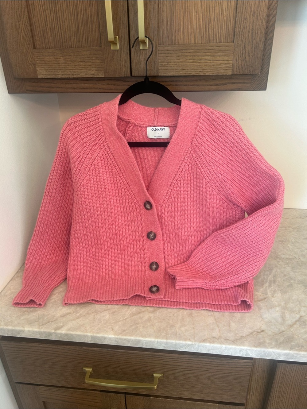 Old Navy Coral Pink Ribbed Button-Front Women's Cardigan